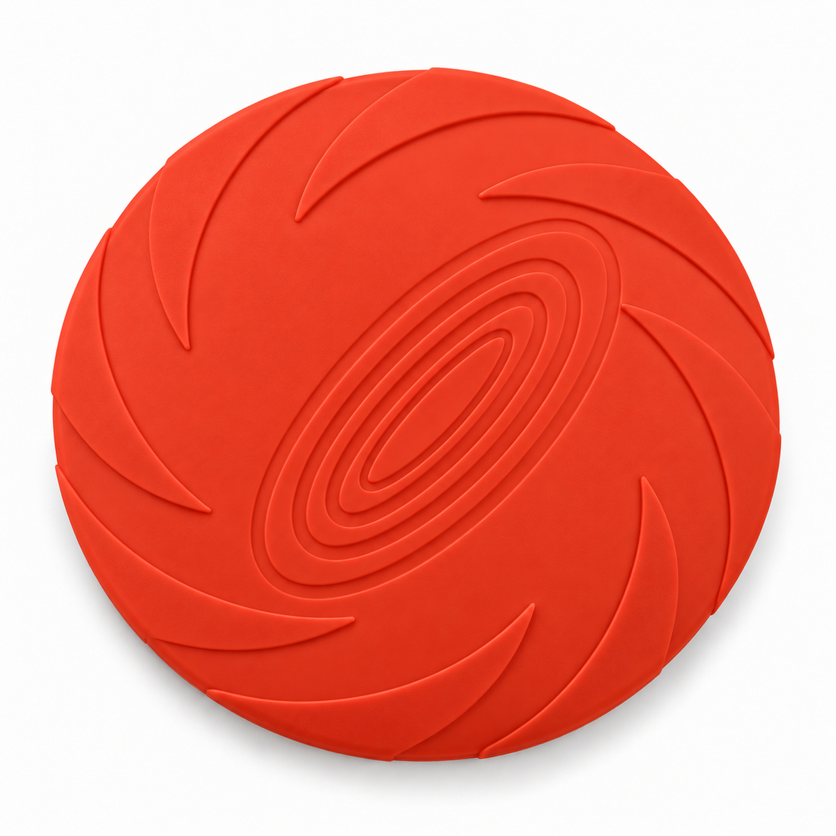 Frisbee souple pour chien rouge sur fond blanc