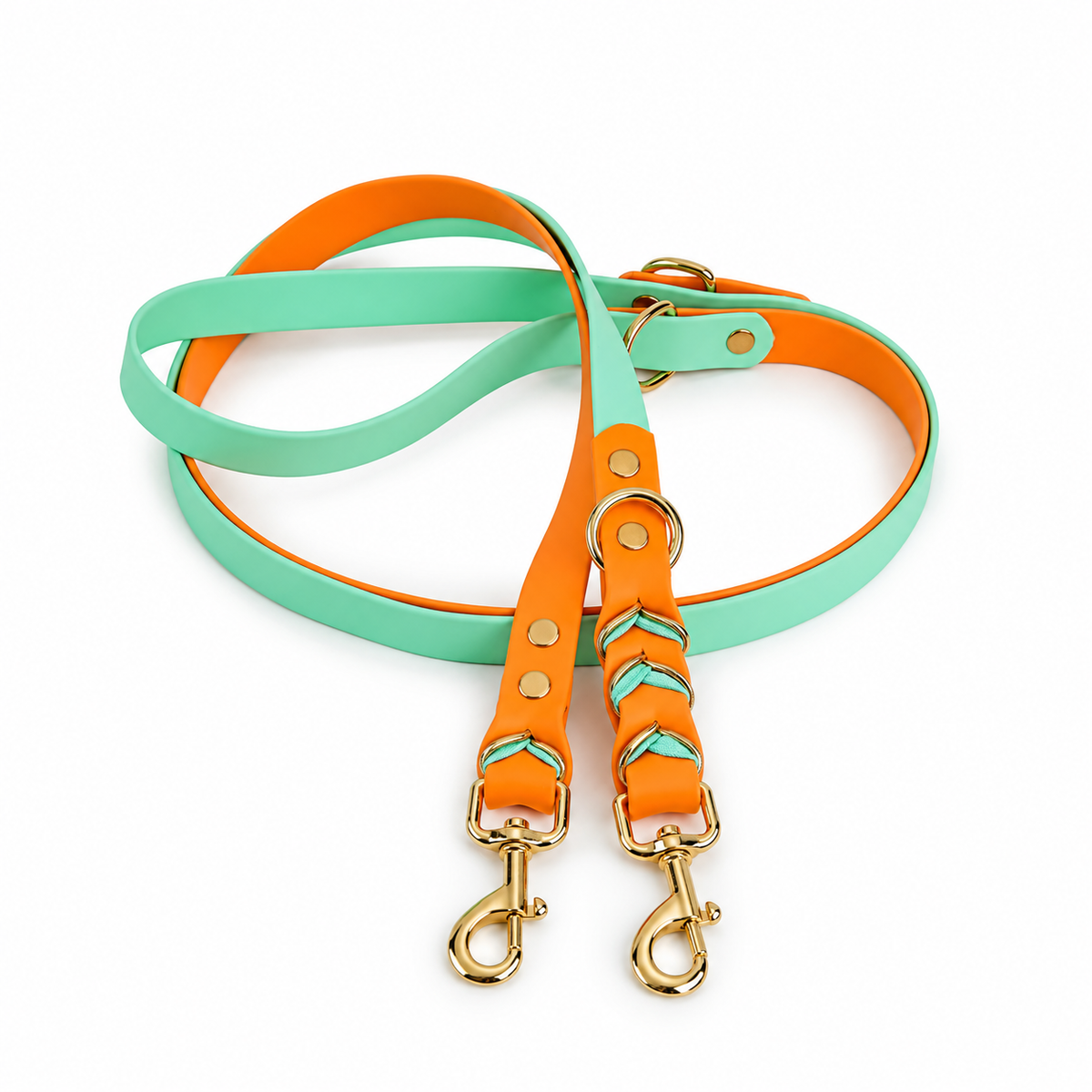 Laisse multifonction Élégance — Orange & menthe